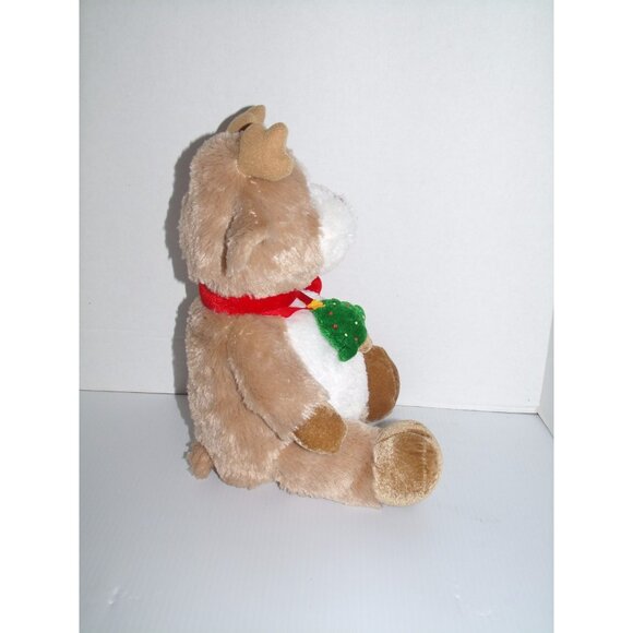 Heads and Tales Gund Beige White Reindeer Christmas Tree Red Scarf Plush 12" NWT - Picture 2 of 5